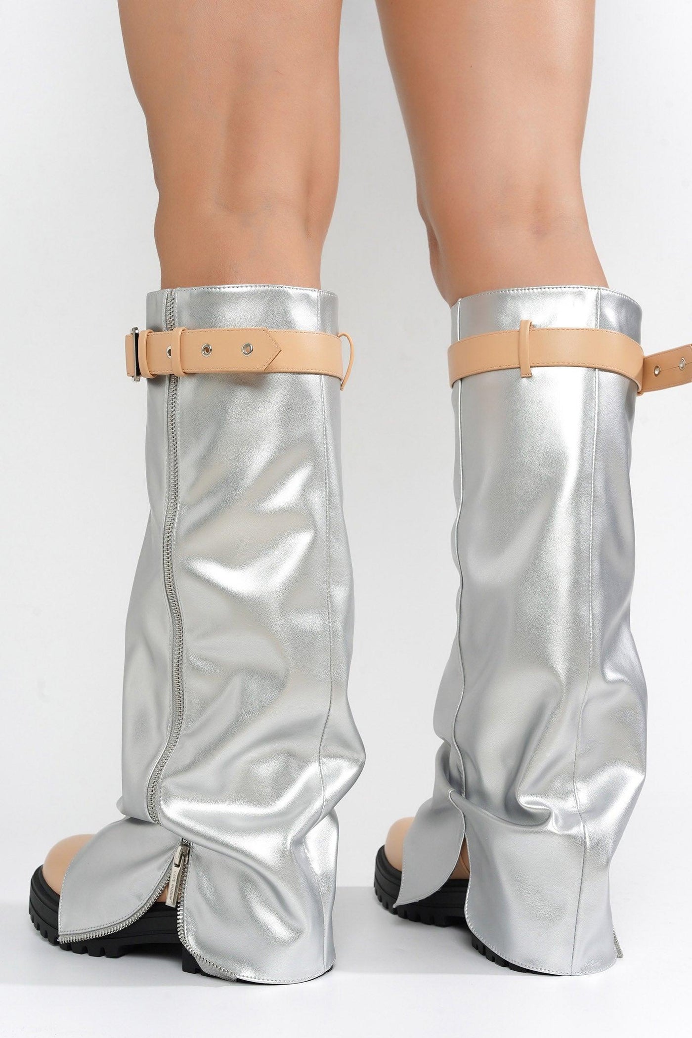 FUNAFUTI - SILVER Thigh High Boots - AMIClubwear
