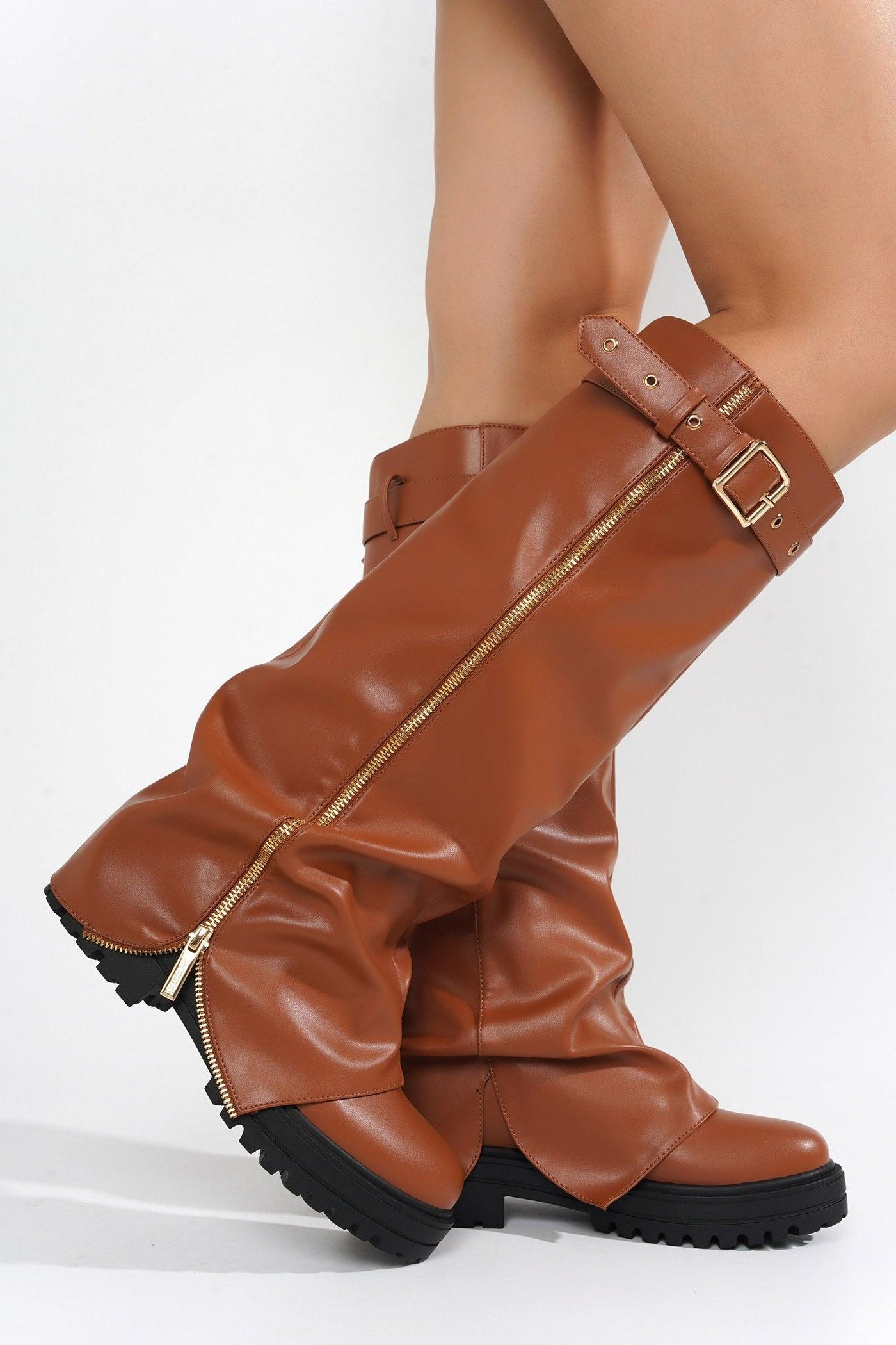 FUNAFUTI - TAN Thigh High Boots - AMIClubwear