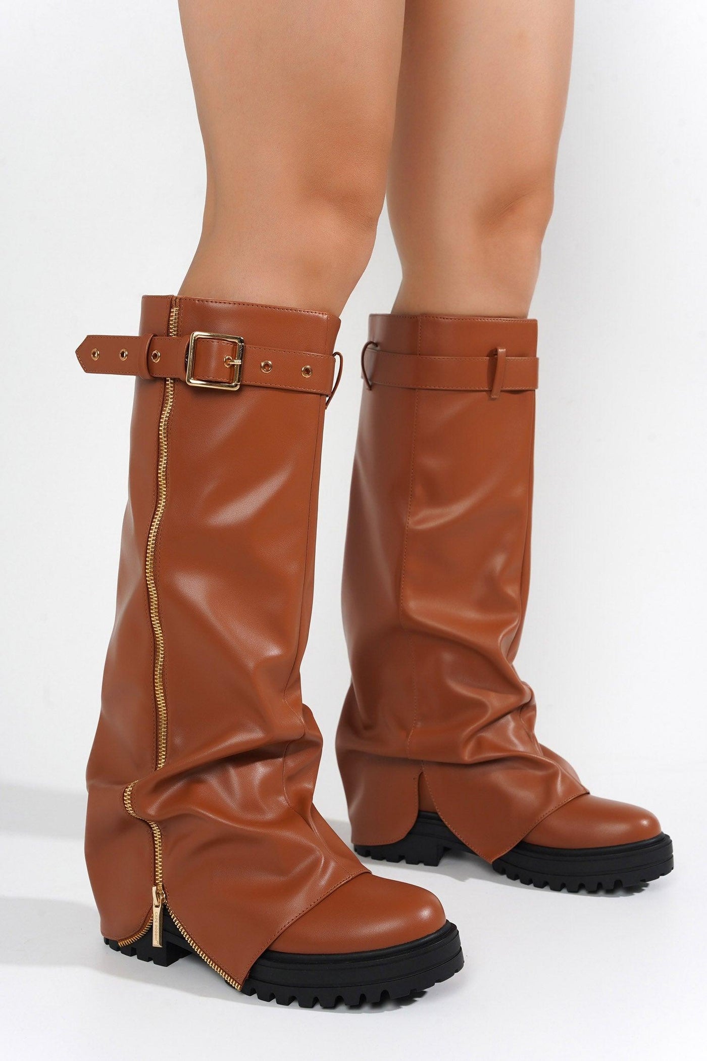 FUNAFUTI - TAN Thigh High Boots - AMIClubwear