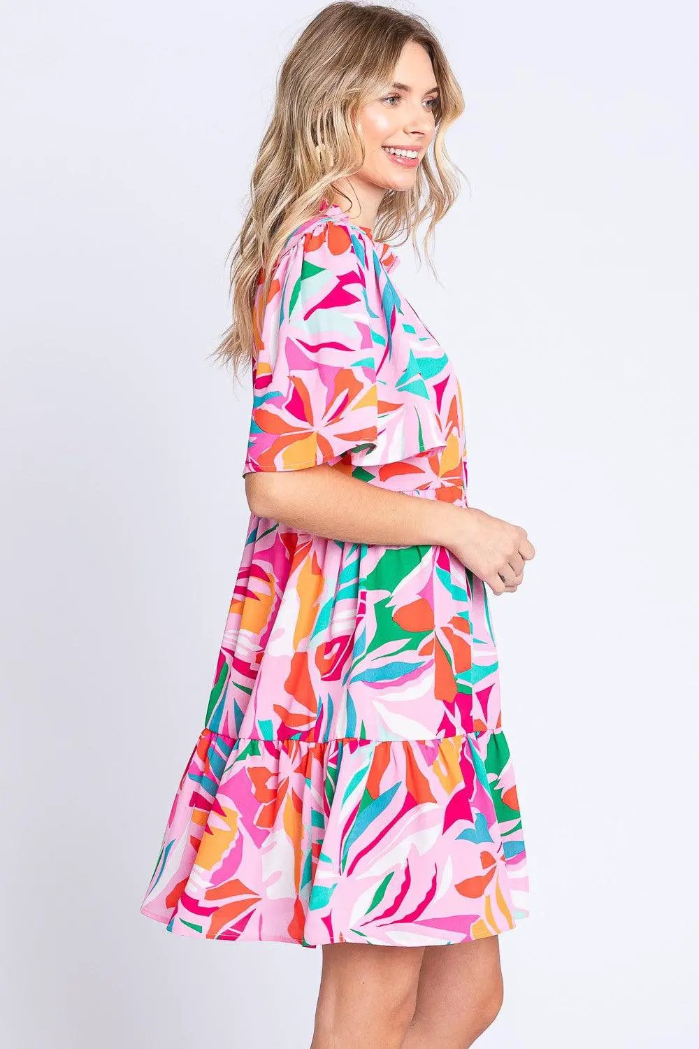 GeeGee Floral Ruffled Mini Dress