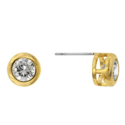 Gold Bezel Stud Earrings - AMIClubwear