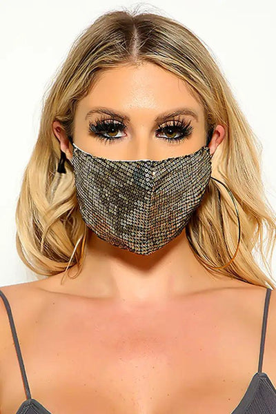 Gold Black Sequin Reusable Fashion Mask - AMIClubwear