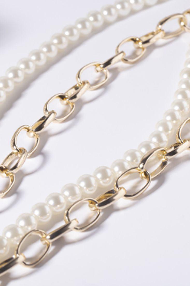 Gold Chain Faux Pearls Belt - AMIClubwear