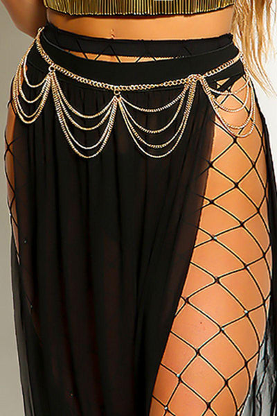 Gold Chain Fringe  Wrap Belt Costume - AMIClubwear