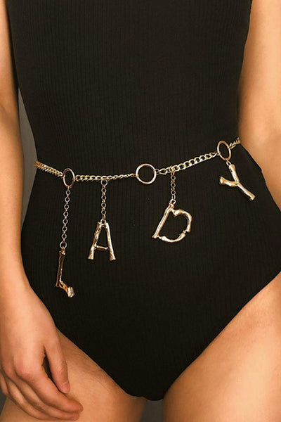 Gold Chain Letters O-Ring Belt - AMIClubwear