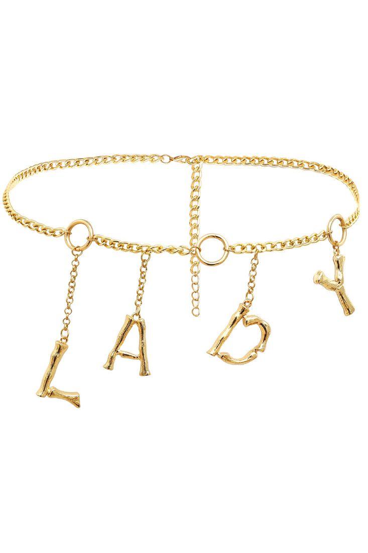 Gold Chain Letters O-Ring Belt - AMIClubwear