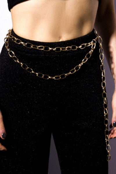 Gold Double Chain Accent Belt - AMIClubwear