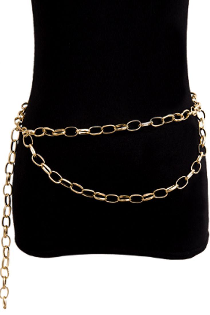 Gold Double Chain Accent Belt - AMIClubwear