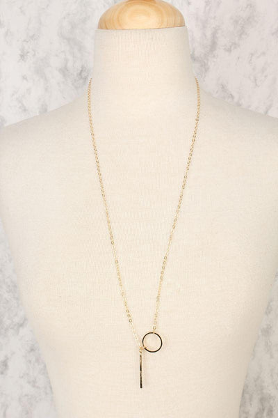 Gold High Polish Hoop Accent Detailing Necklace - AMIClubwear