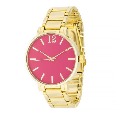 Gold Metal Watch - Pink - AMIClubwear