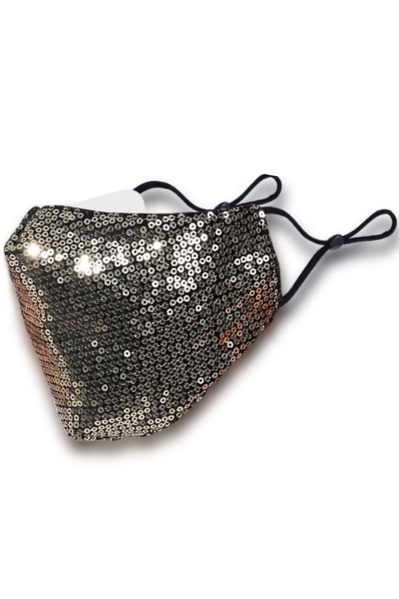 Gold Sequins Washable 1 Piece Face Mask - AMIClubwear