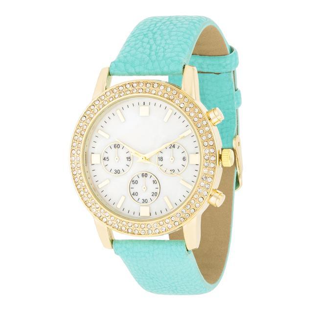 Gold Shell Pearl Watch With Crystals - AMIClubwear