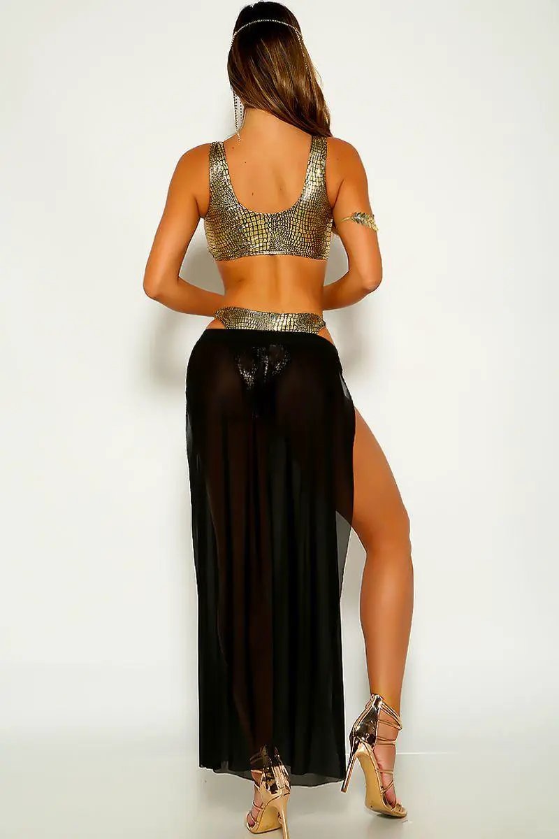 Gold Sleeveless Chain Accent Goddess 3 Piece Costume