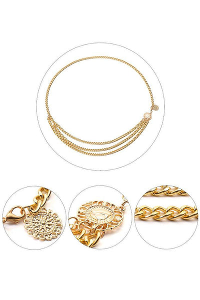Gold Strappy Chain Belt - AMIClubwear