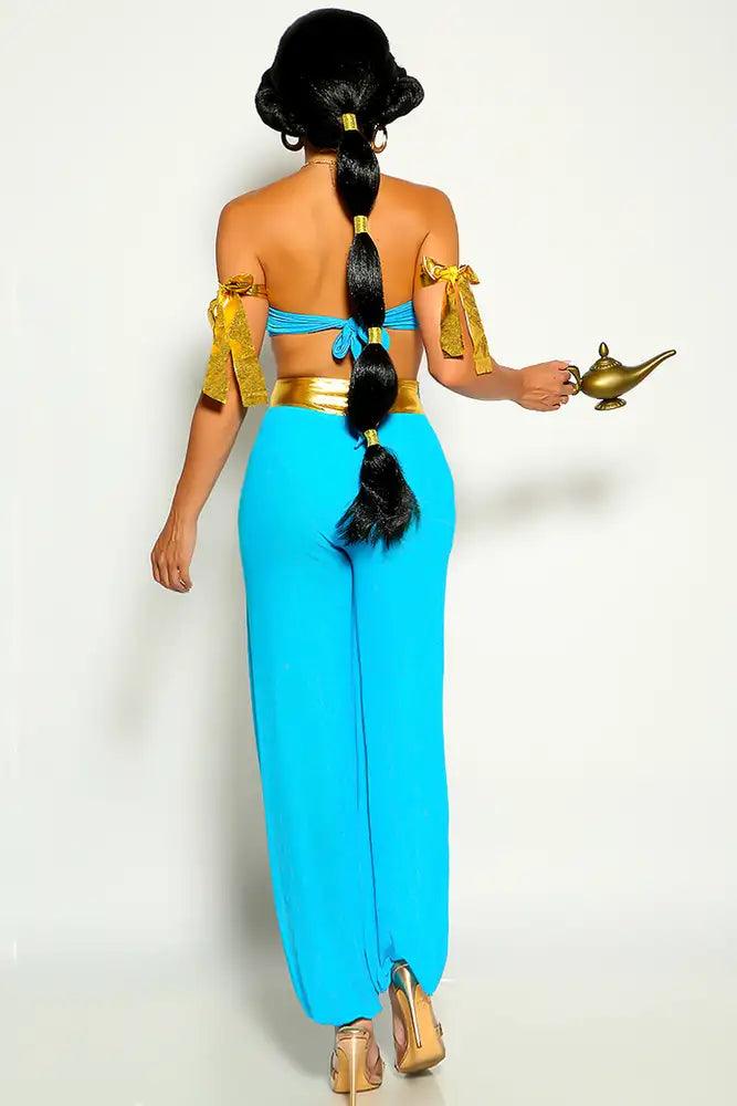 Gold Turquoise Bandeau 4 Piece Princess Jas Costume - AMIClubwear