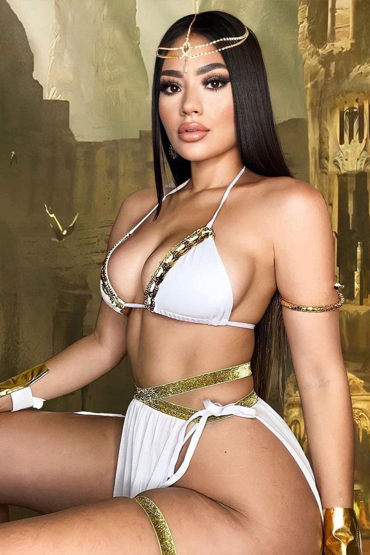 sexy goddess clothing White Gold Double Slit Sexy Goddess 3 Piece Costume main image 0