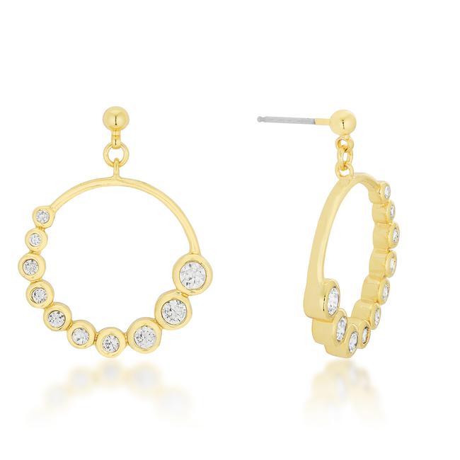 Golden Graduated Cubic Zirconia Circle Earrings - AMIClubwear