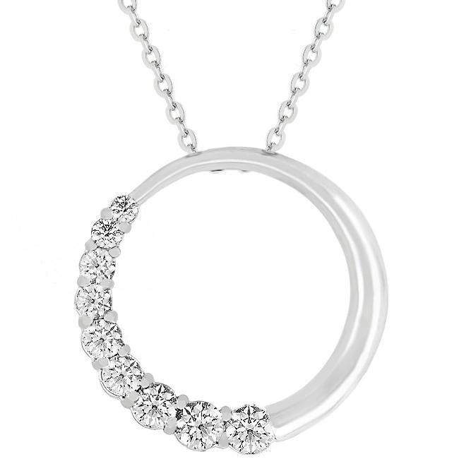 Graduated Cubic Zirconia Circle Pendant - AMIClubwear