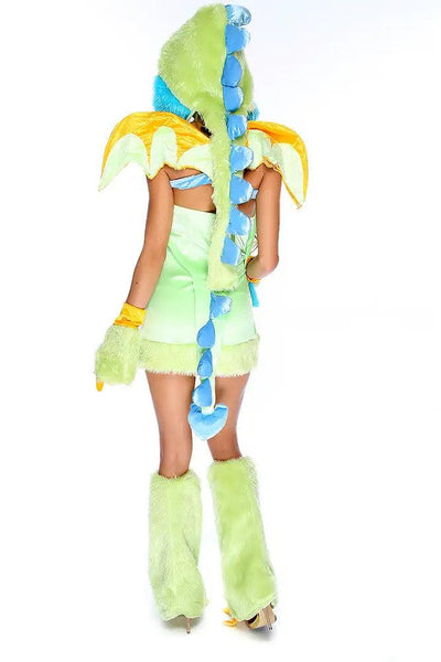 Green Blue Puff Dragon 5pc Sexy Fantasy Costume - AMIClubwear