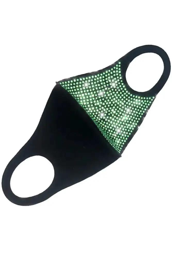 Green Half Side Rhinestone Accent Washable Face Mask