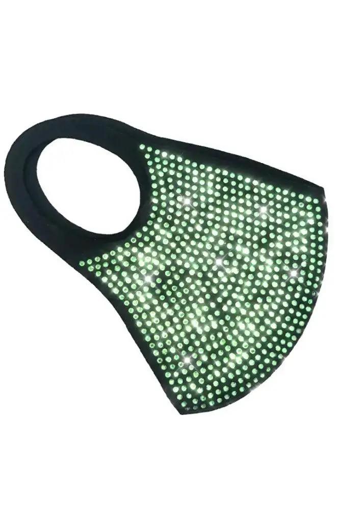 Green Half Side Rhinestone Accent Washable Face Mask