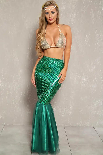 Green Iridescent Sexy Mermaid One Piece Costume - AMIClubwear