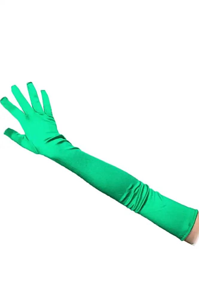 Green Long Satin Gloves - AMIClubwear