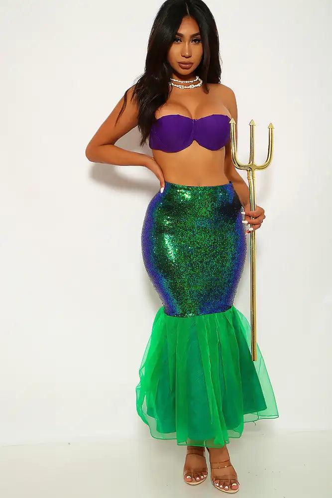 Green Mermaid Skirt One Piece Costume - AMIClubwear
