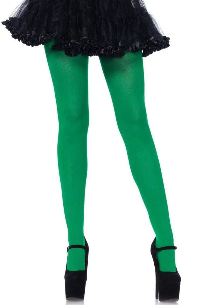 Green Nylon Spandex Plus Size Tights