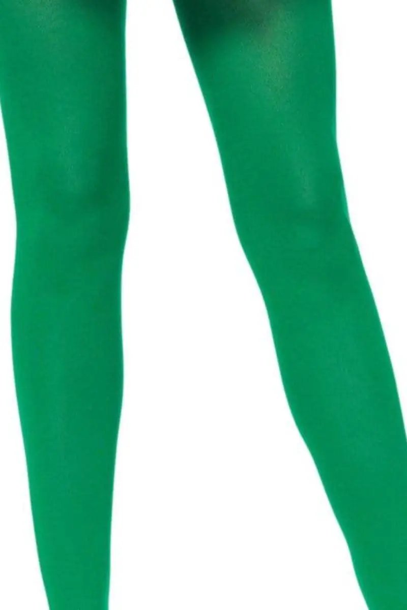 Green Nylon Spandex Plus Size Tights