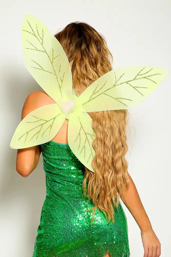 Green Pixie Glitter Detail Wings - AMIClubwear