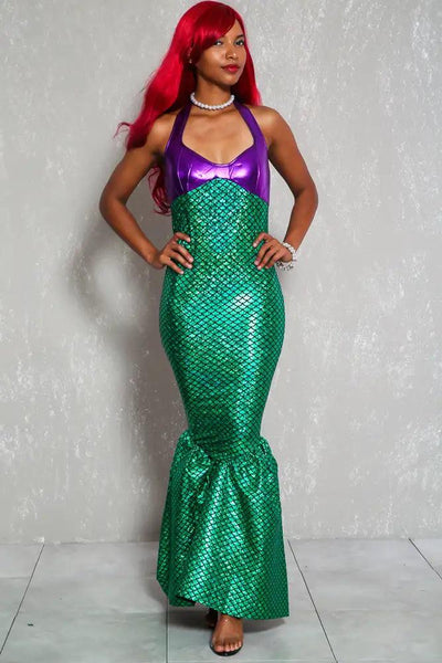 Green Purple Mermaid Storybook One Piece Costume - AMIClubwear