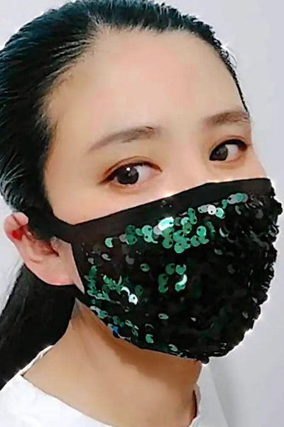 Green Sequins Reusable Washable Face Mask - AMIClubwear