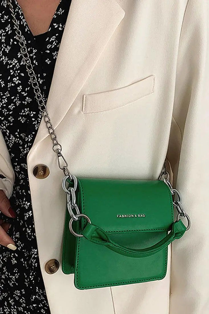 Green Silver Chain Accent Purse
