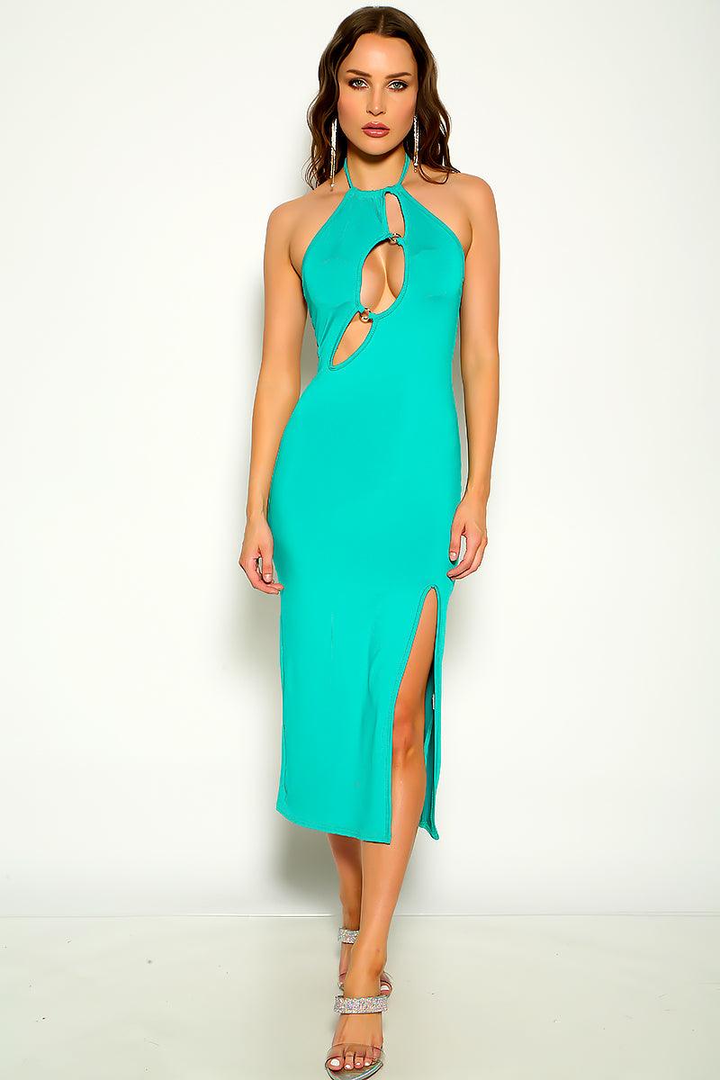 Green Sleeveless Cut Out Maxi Sexy Party Dress - AMIClubwear