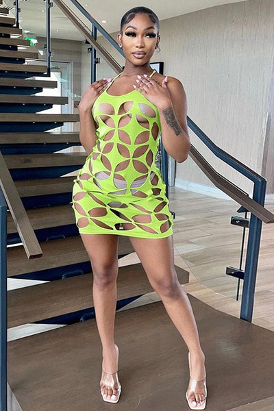 Green Sleeveless Cut Out Sexy Club Dress - AMIClubwear