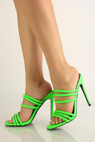 Green Strappy Slip On High Heels - AMIClubwear