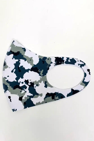 Grey Camouflage Print Reusable Face Mask - AMIClubwear