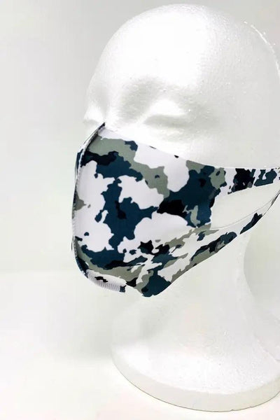 Grey Camouflage Print Reusable Face Mask - AMIClubwear