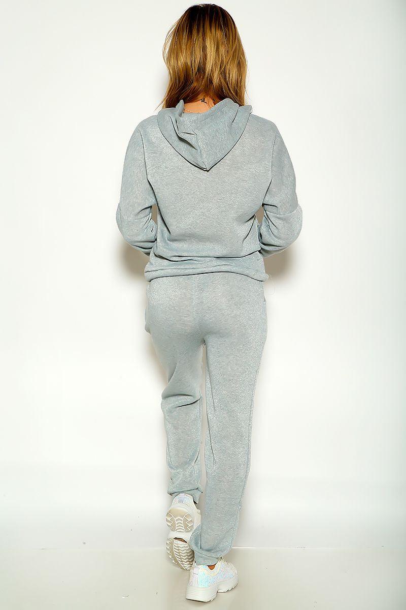 Grey Long Sleeve Warm Two Piece Lounge Wear Outfit - AMIClubwear