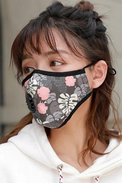 Grey Orange Leaf Print Washable 1 Piece Face Mask - AMIClubwear