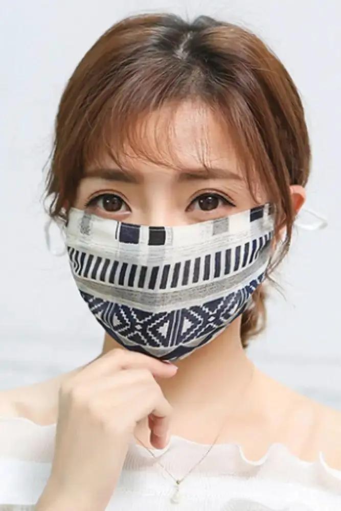 Grey Printed Reusable 1 Piece Face Mask