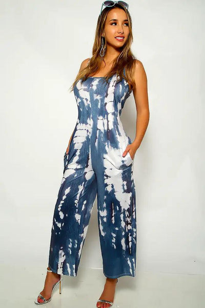 Grey Printed Sleeveless Jumpsuit - AMIClubwear