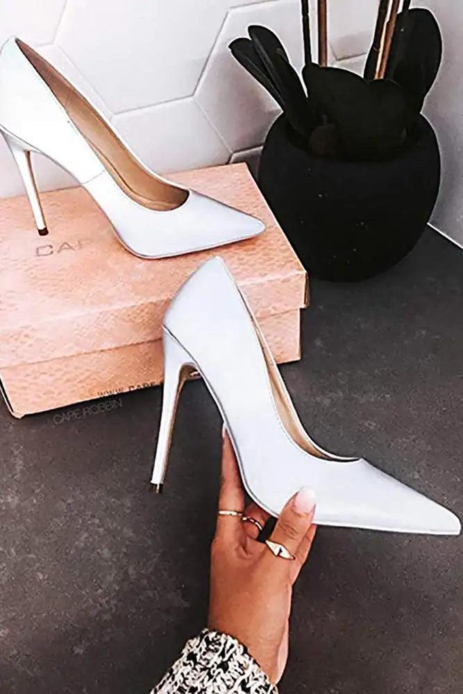 Grey Reflective Pointy Toe Single Sole High Heels - AMIClubwear