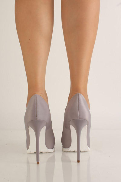 Grey Slip On Pointed Toe High Heels - AMIClubwear