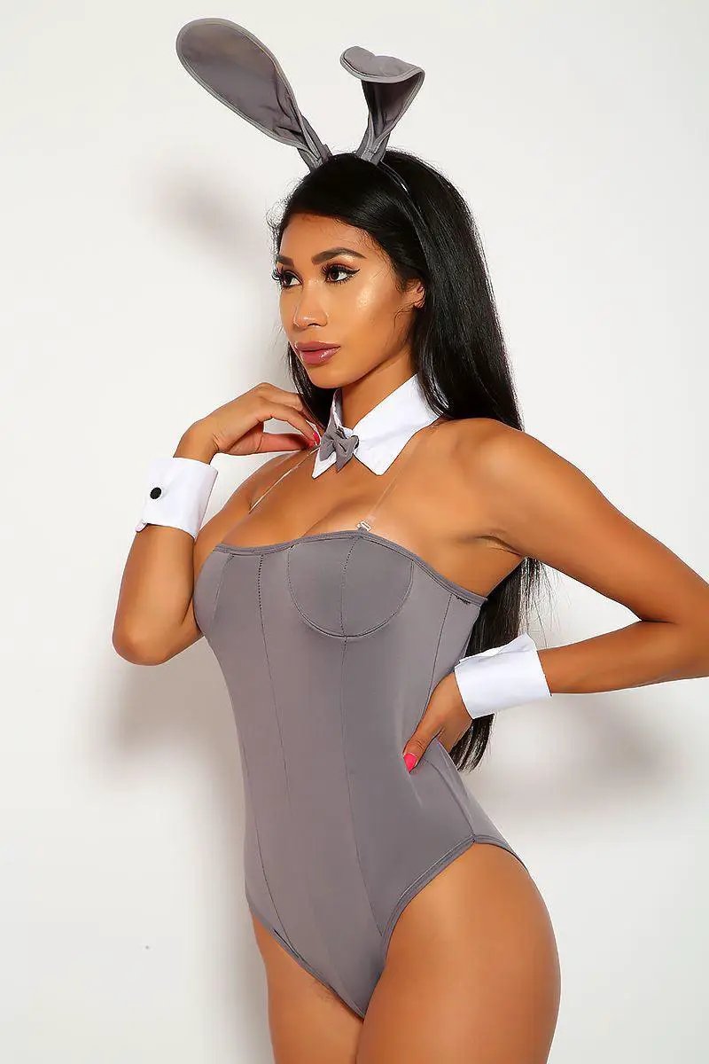 Grey Tuxedo Bunny 5pc Sexy Costume