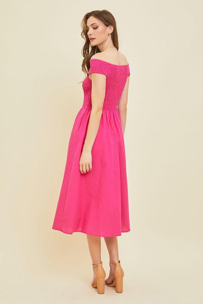 HEYSON Off-Shoulder Smocked Midi Dress - AMIClubwear