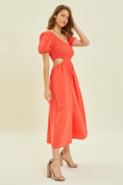 HEYSON Smocked Cutout Midi Dress - AMIClubwear