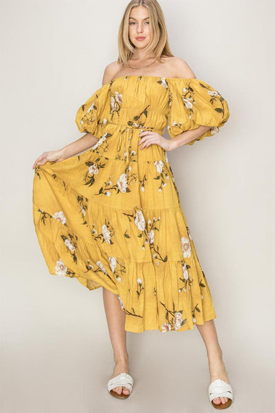 HYFVE Floral Puff Sleeve Tiered Dress - AMIClubwear