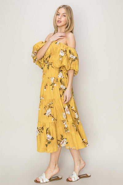 HYFVE Floral Puff Sleeve Tiered Dress - AMIClubwear